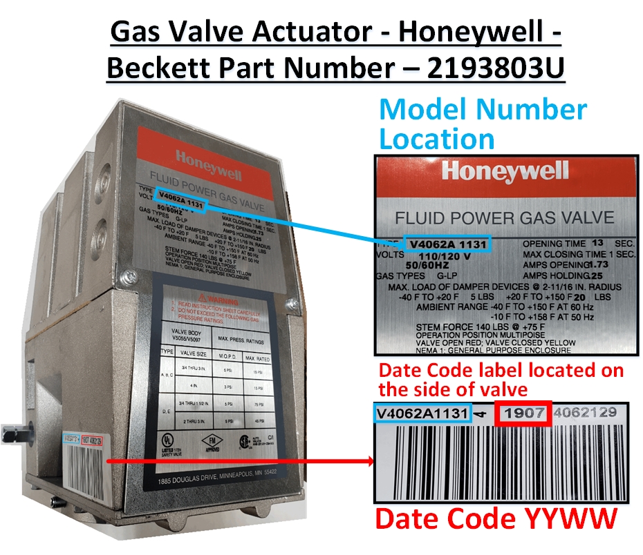 Honeywell Gas Valve Actuator - V4062Axxxx